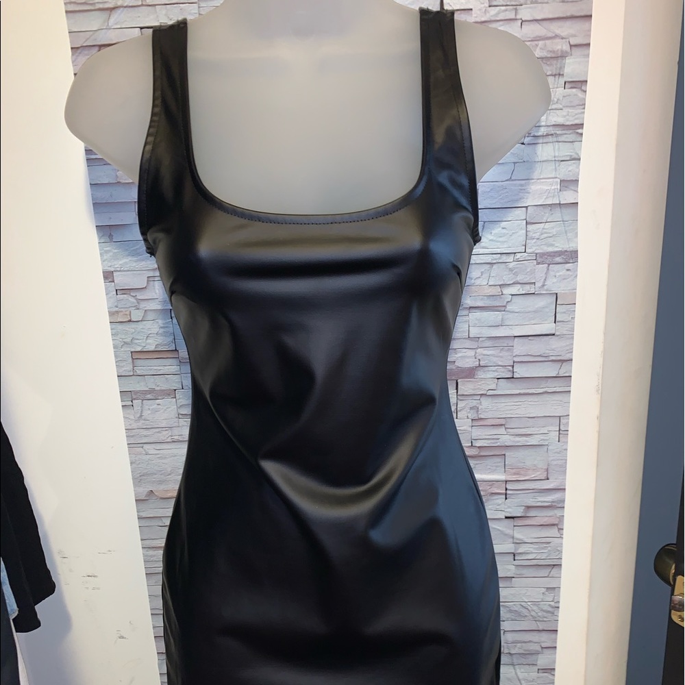 Black leather dress
